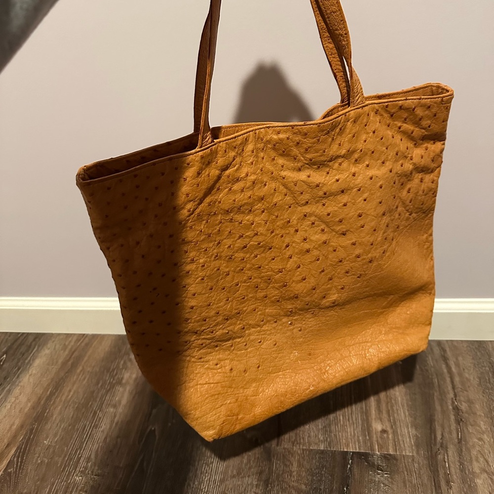 Fatto A Mano Carlos Falchi Ostrich Leather Tote - Picture 3 of 9